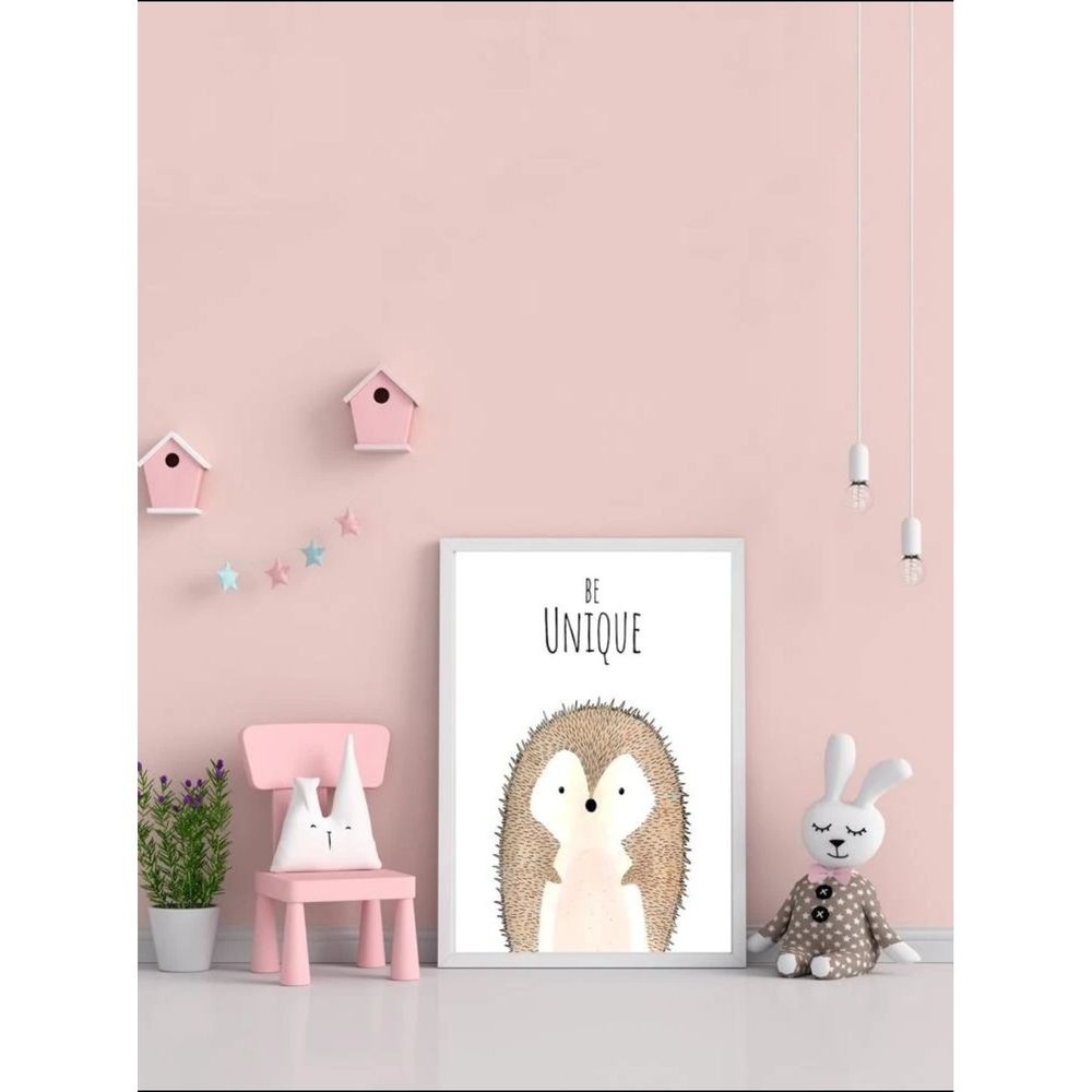 Hedgehog Wall Art "Be Unique" Motivational Message